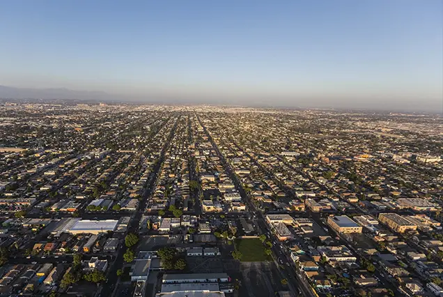 A view of the city from above.