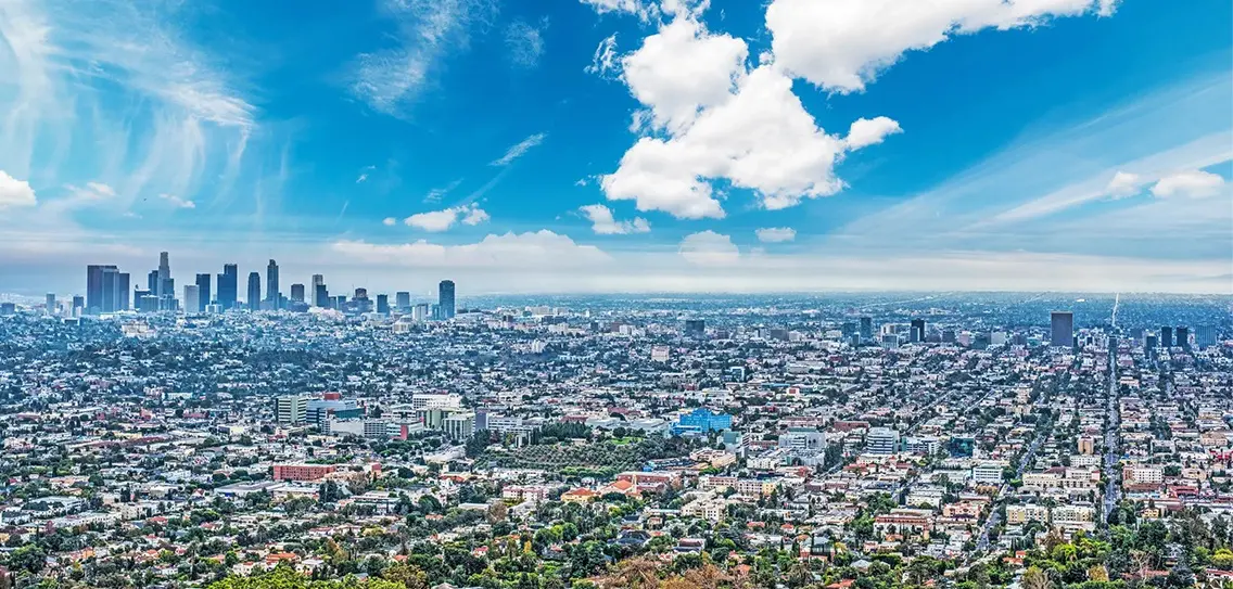 A view of the city from above.